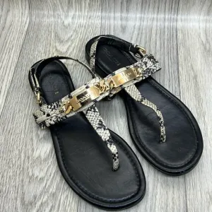 Coach Gracie Sandals Blue Snakeskin Black Hardware
