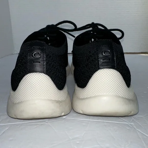 COACH Men’s Black Lightweight Knit Derby Runner Sneakers Laced Shoes- Size 8