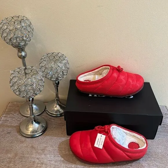 Coach Rachelle Signature C's Slipper- Miami Red- Size 5.5 B- NIB
