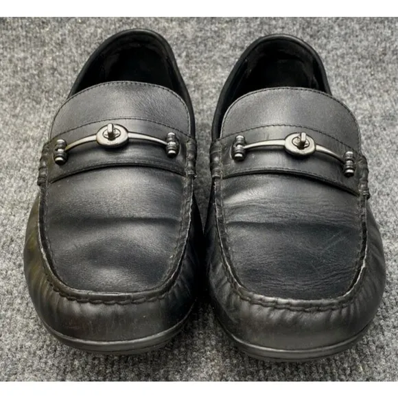 Coach Shoes Men's Size 11.5 Mott  Driver HorseBit Loafers Black Leather Moc Toe