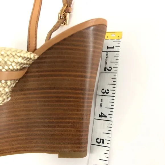 COACH WEDGE PLATFORM SANDALS GOLD BROWN SIZE 7.5