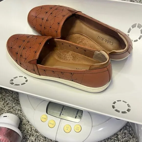 Cobb Hill Womens Bailee Leather Slip-on Sneaker, Honey Size 6.5 Cushioned Comfy
