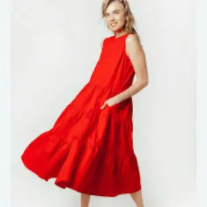 Code X Mode Cotton Blend Red Tailored Maxi Dress, Size Large