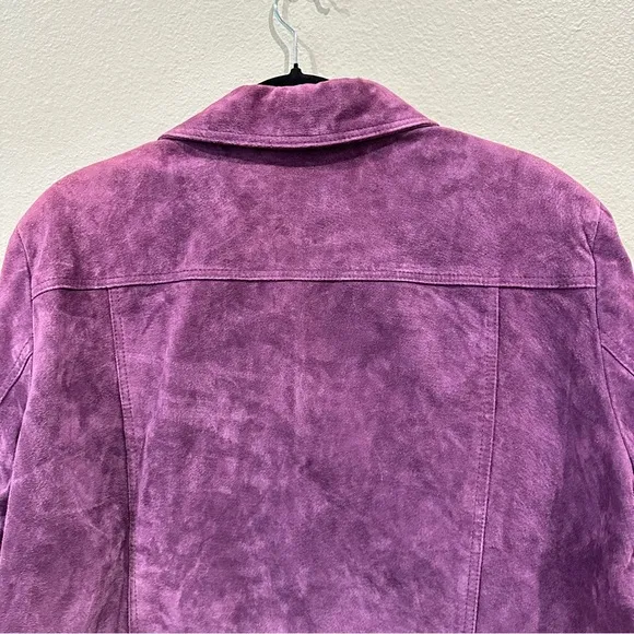 Coldwater Creek Womens Purple Suede 100% Leather Long Sleeve Blazer Jacket sz XL