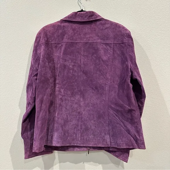 Coldwater Creek Womens Purple Suede 100% Leather Long Sleeve Blazer Jacket sz XL