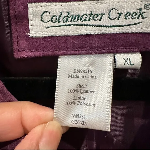 Coldwater Creek Womens Purple Suede 100% Leather Long Sleeve Blazer Jacket sz XL