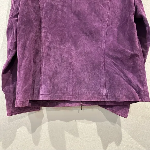 Coldwater Creek Womens Purple Suede 100% Leather Long Sleeve Blazer Jacket sz XL