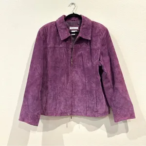 Coldwater Creek Womens Purple Suede 100% Leather Long Sleeve Blazer Jacket sz XL