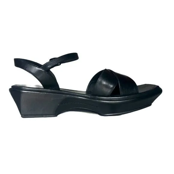Cole Haan Black Leather Platform Sandals