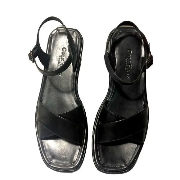 Cole Haan Black Leather Platform Sandals