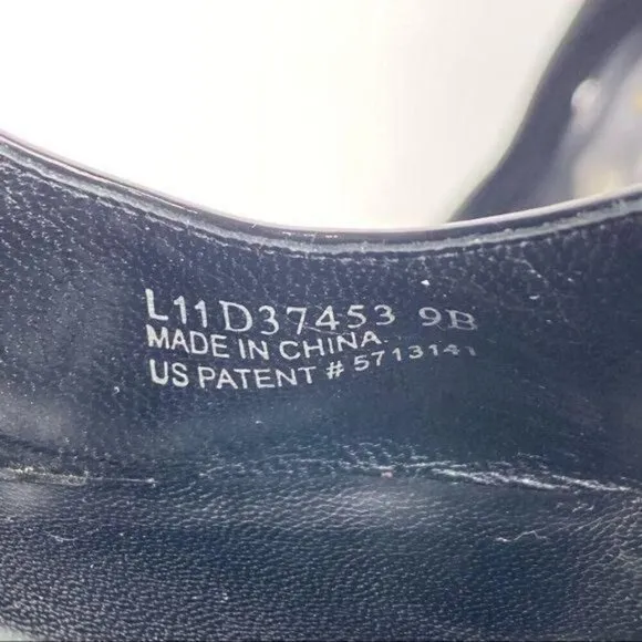 COLE HAAN Black Patent Leather Cork Platform Peep Toe Heels 9