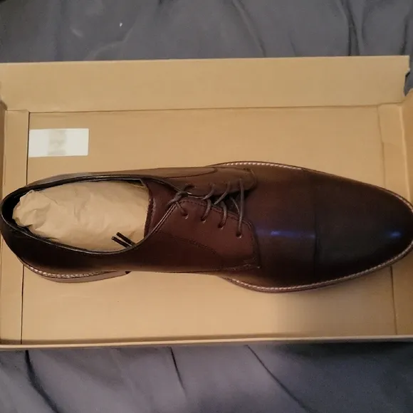 Cole Haan Brown Leather Oxfords with Modern Square Toe