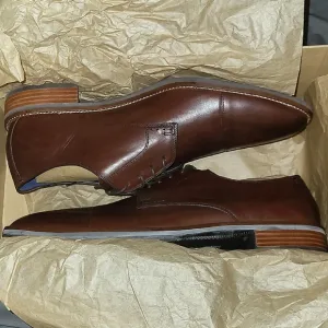 Cole Haan Brown Leather Oxfords with Modern Square Toe