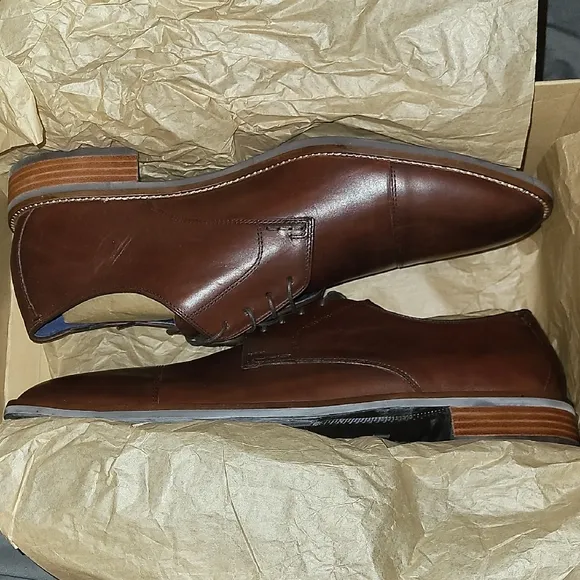 Cole Haan Brown Leather Oxfords with Modern Square Toe