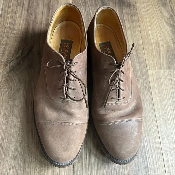 Cole‎ Haan Country Men Brown Nubuck Cap Toe Oxford Shoe Size 11 D Pre Owned