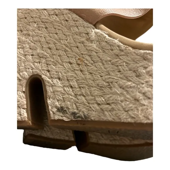 Cole Haan Espadrille Wedge Sandals‎ sz8-B Tan Leather Platform Air Tech Arden