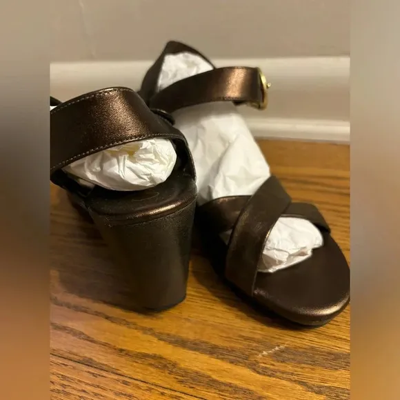 Cole Haan Leather Buckle Strappy Platform Wedge Shoes NWOT