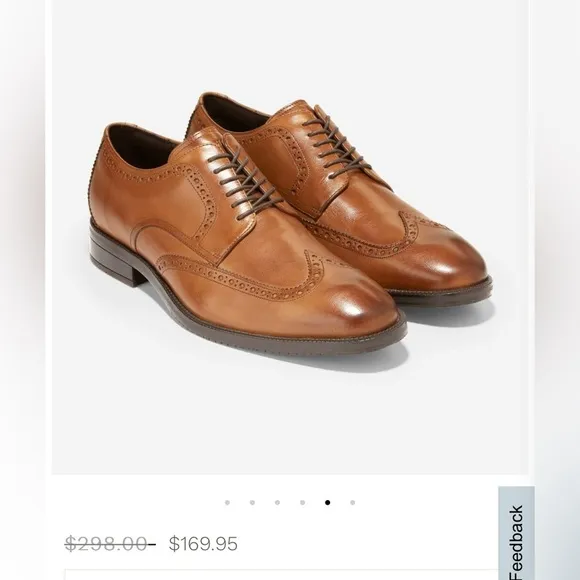 Cole Haan, men’s 9, Modern Essentials Wingtip Oxford in British Tan, dress shoe