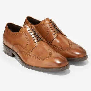 Cole Haan, men’s 9, Modern Essentials Wingtip Oxford in British Tan, dress shoe