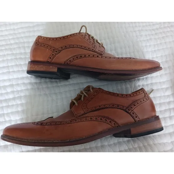 Cole Haan Men's Giraldo NikeAir Wingtip Oxford Tan Leather Shoes C09303 SZ 10M