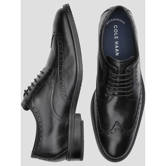 COLE HAAN Men's Modern Essentials Wing Oxford Shoes Black Waterproof Size 11.5