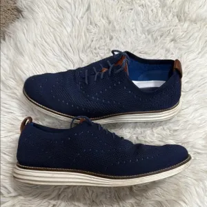 Cole Haan Mens Navy Blue 2.Zerogrand Stitchlite Lace UpOxford Shoes Size 10