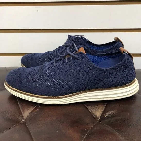 Cole Haan Mens Original Grand Stitchlite Wingtip Shoe Blue Size 8.5 C27960