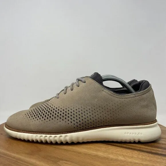 Cole Haan Shoes Mens 9.5 WIDE Beige 2.ZeroGrand Stitchlite Laser Wingtip Oxford