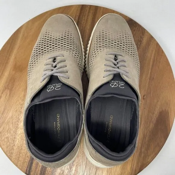 Cole Haan Shoes Mens 9.5 WIDE Beige 2.ZeroGrand Stitchlite Laser Wingtip Oxford
