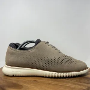 Cole Haan Shoes Mens 9.5 WIDE Beige 2.ZeroGrand Stitchlite Laser Wingtip Oxford