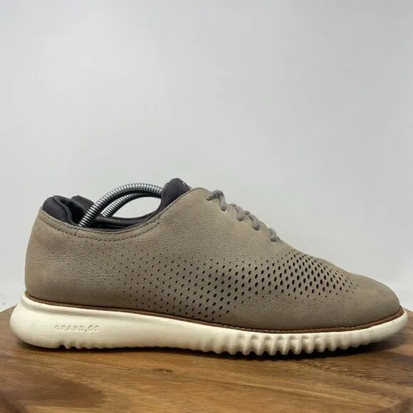 Cole Haan Shoes Mens 9.5 WIDE Beige 2.ZeroGrand Stitchlite Laser Wingtip Oxford
