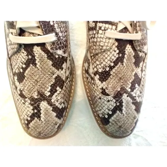 Cole Haan Women's Original Grand Leather Platform Wingtip Shoes Snakeskin  - 8B