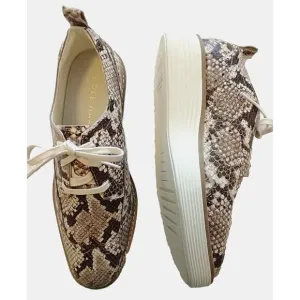 Cole Haan Women's Original Grand Leather Platform Wingtip Shoes Snakeskin  - 8B