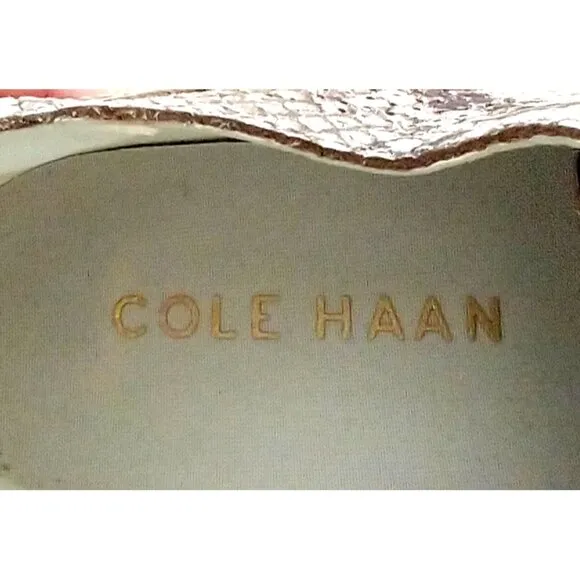 Cole Haan Women's Original Grand Leather Platform Wingtip Shoes Snakeskin  - 8B