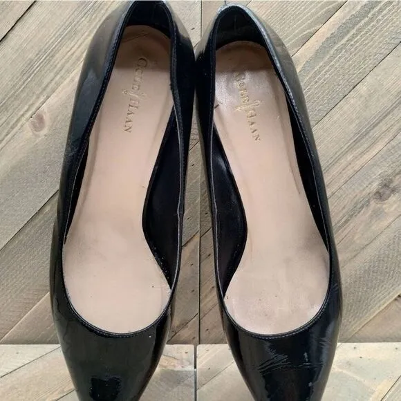 Cole Haan Classic Black Leather Pumps Womens Size 8.5 B High Heels Casual‎