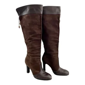 Cole Hahn Brown Suede Whipped Stitch Knee High Boots Size 6.5