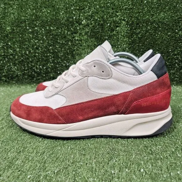 Common Projects Track Classic White Red Suede Italian‎ Sneakers EU 43 US 10