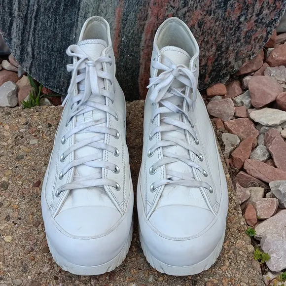Converse All Star Lugged Shoes White Leather High Tops Lace Up Sneakers