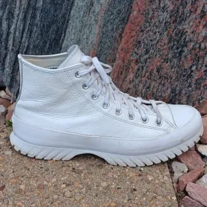 Converse All Star Lugged Shoes White Leather High Tops Lace Up Sneakers