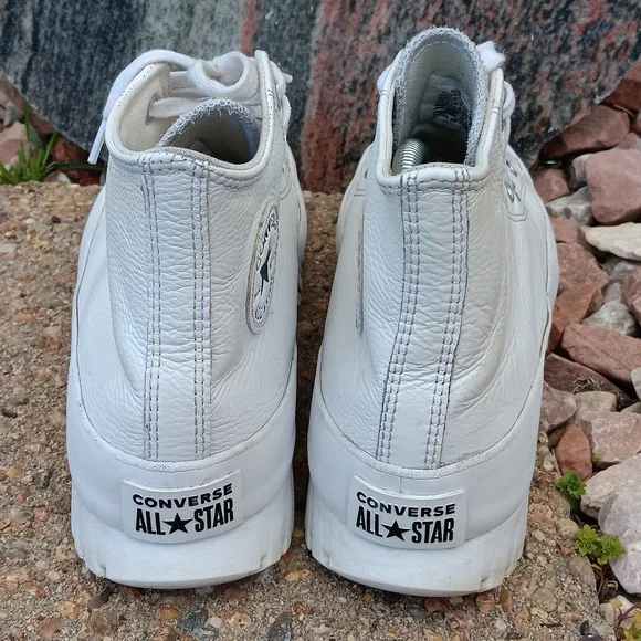 Converse All Star Lugged Shoes White Leather High Tops Lace Up Sneakers