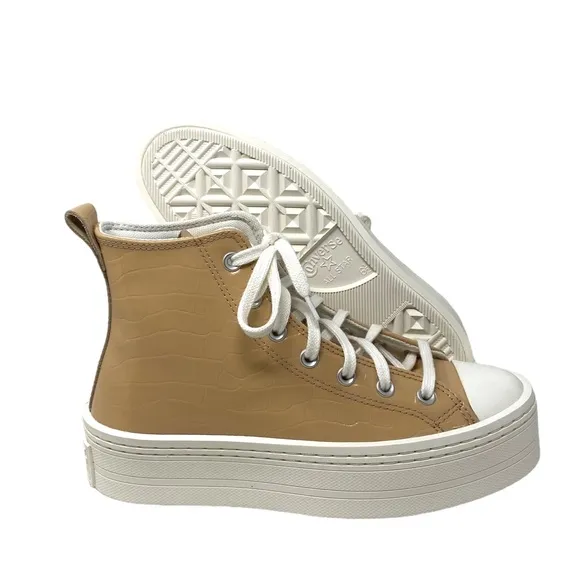 Converse Chuck Modern Lift Platform Leather Shoes Women's Embossed Skate A07658C
