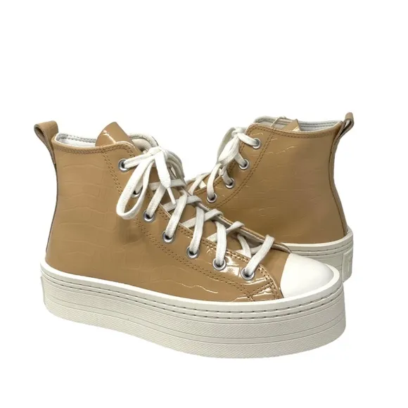 Converse Chuck Modern Lift Platform Leather Shoes Women's Embossed Skate A07658C