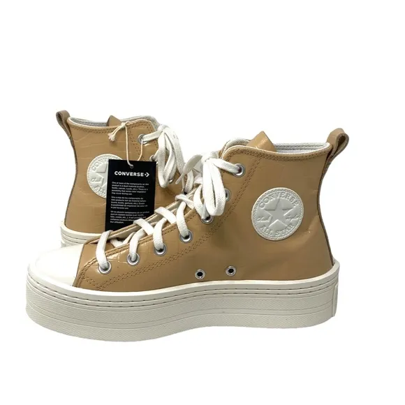 Converse Chuck Modern Lift Platform Leather Shoes Women's Embossed Skate A07658C