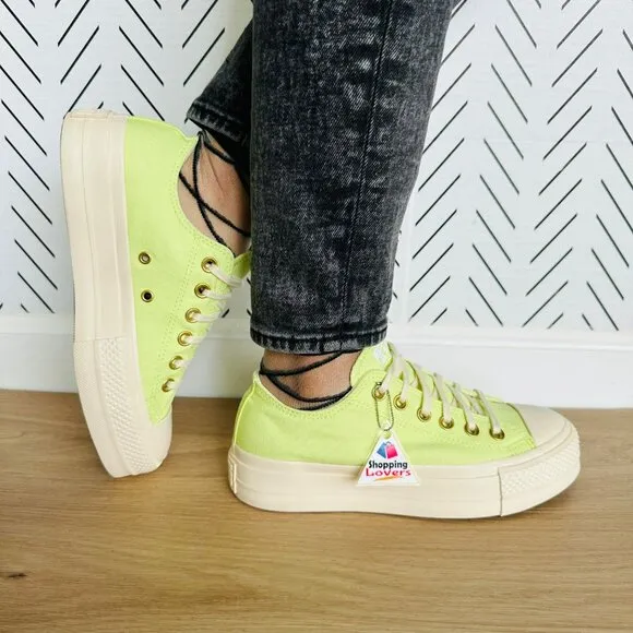 ⭐Converse Chuck Taylor All Star Lift Platform Sz 7 Women's Shoes Green A09913F