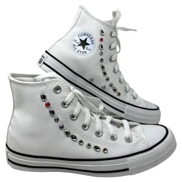 Converse Chuck Taylor High Sneakers Canvas White Skate Shoes Women Size A10290C
