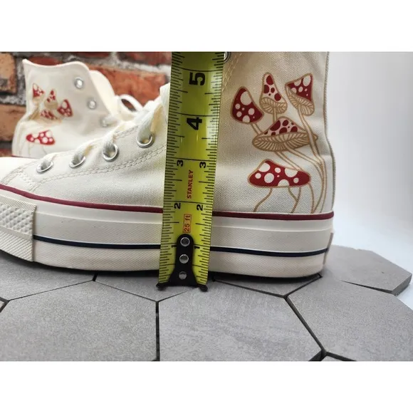 CONVERSE Chuck Taylor Womens Sz 7.5 Platform 2in Lift Shoes Egret Cream Custom