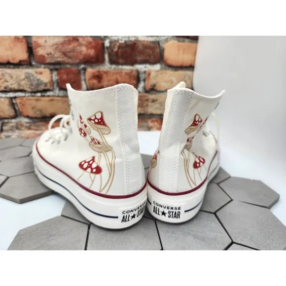 CONVERSE Chuck Taylor Womens Sz 7.5 Platform 2in Lift Shoes Egret Cream Custom