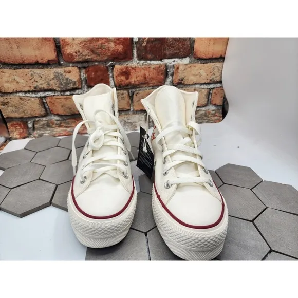 CONVERSE Chuck Taylor Womens Sz 7.5 Platform 2in Lift Shoes Egret Cream Custom