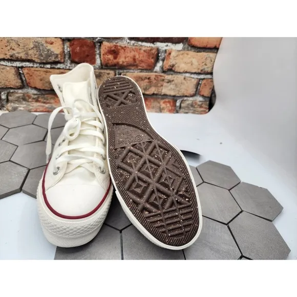 CONVERSE Chuck Taylor Womens Sz 7.5 Platform 2in Lift Shoes Egret Cream Custom
