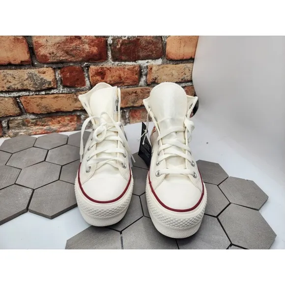 CONVERSE Chuck Taylor Womens Sz 7.5 Platform 2in Lift Shoes Egret Cream Custom
